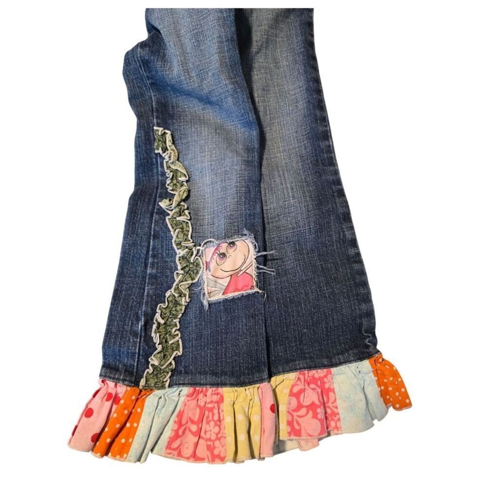 Childrens Place Bootcut Jeans With Ruffle Hem & Butterfly Patch